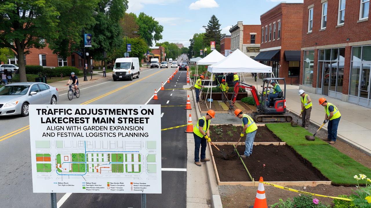 Traffic Adjustments on Lakecrest Main Street Align with Garden Expansion and Festival Logistics Planning